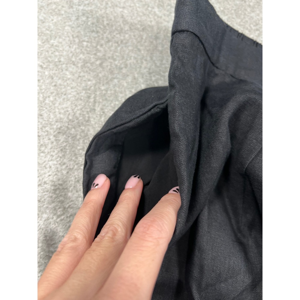 Anthropologie Linen Pleated Culotte Trousers XS Black Wide Leg Cropped Pants NEW - Picture 5 of 13